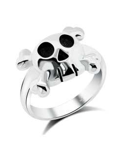 Skull with Bone Surgical Steel Rings SKR-17